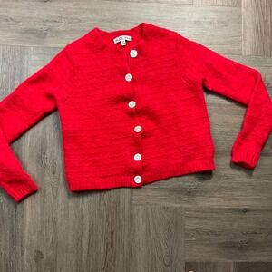 Alex Mill Ruby Honeycomb Merino Wool Alpaca Cardigan Sweater Womens XS Red